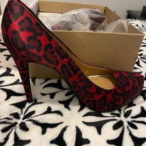 Red Leopard Print High Heels